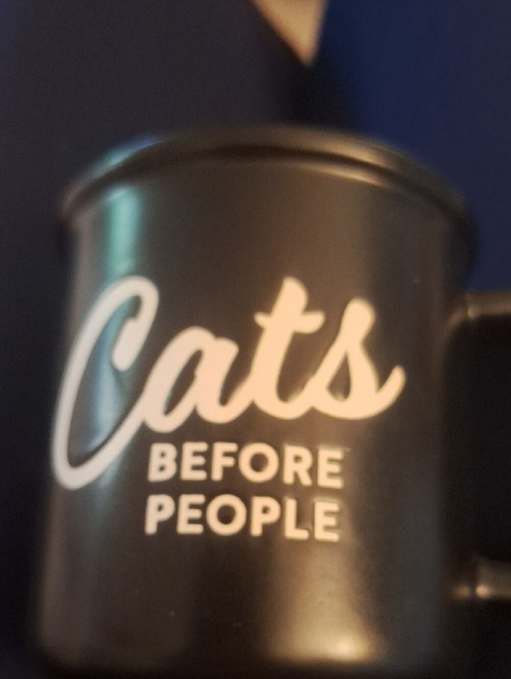 CATS BEFOR PEOPLE" Black Ceramic Mug - Pet Lover Gift